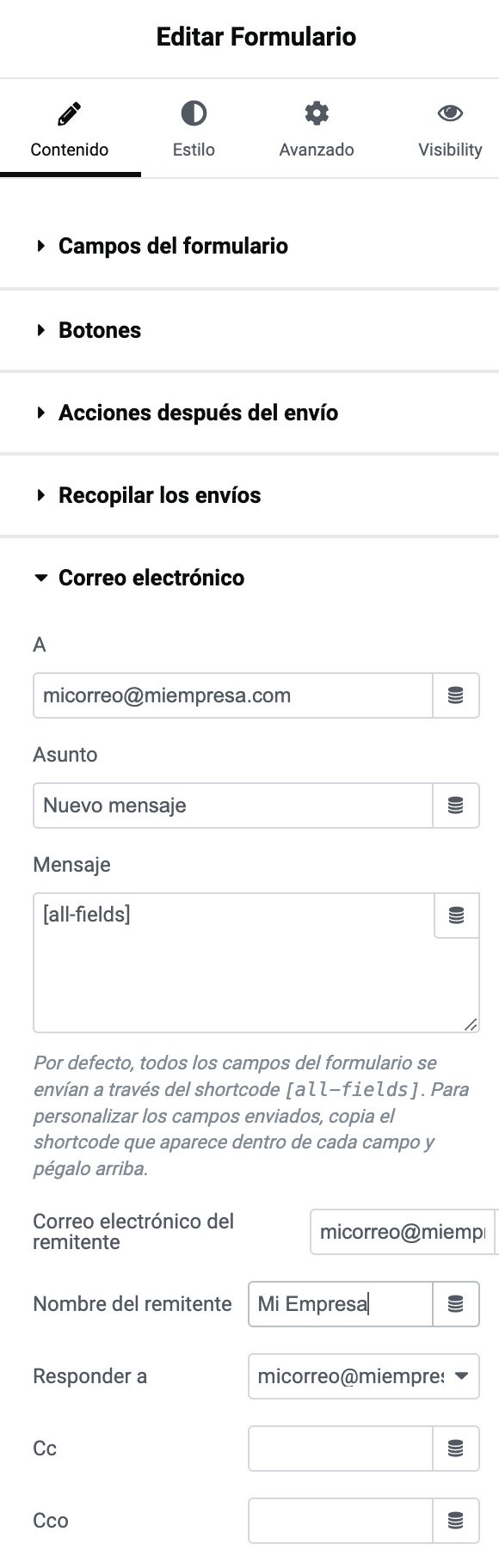 form de contacto