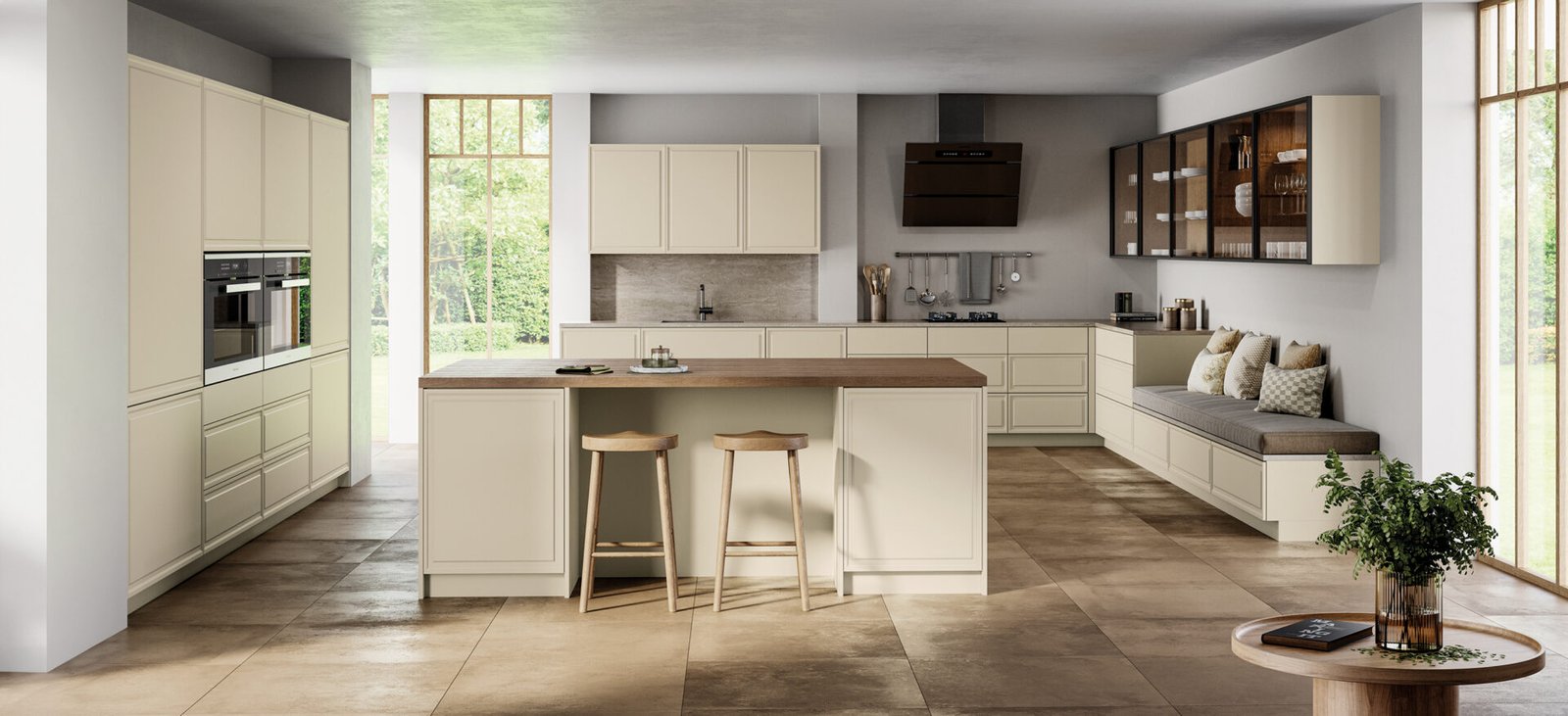 render de cocina atemporal